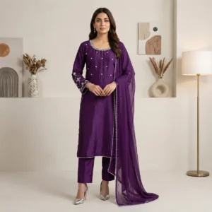 Royal Purple silk pakistani suits