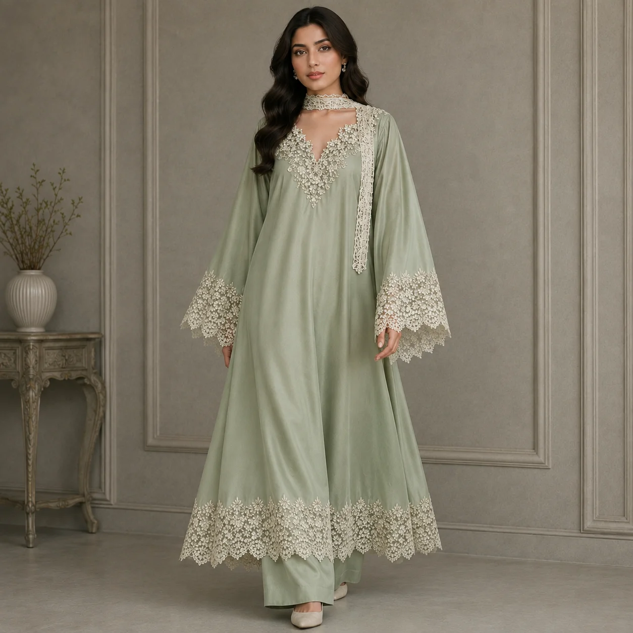 Sage Green pakistani silk suits UK
