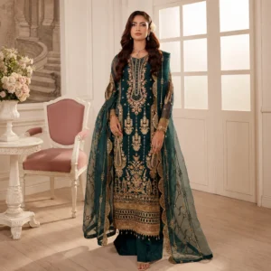Teal Green Organza Pakistani Party Wear UK