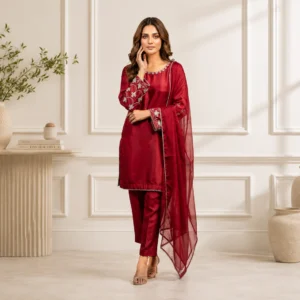Wine Red pakistani silk suits UK