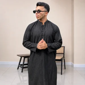 black chikankari wedding kurta for men
