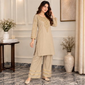 Beige Pakistani Organza Suit