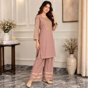 Dusty Pink Organza Suit Party Wear
