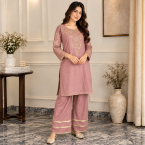Dusty Pink Organza Suit Party Wear
