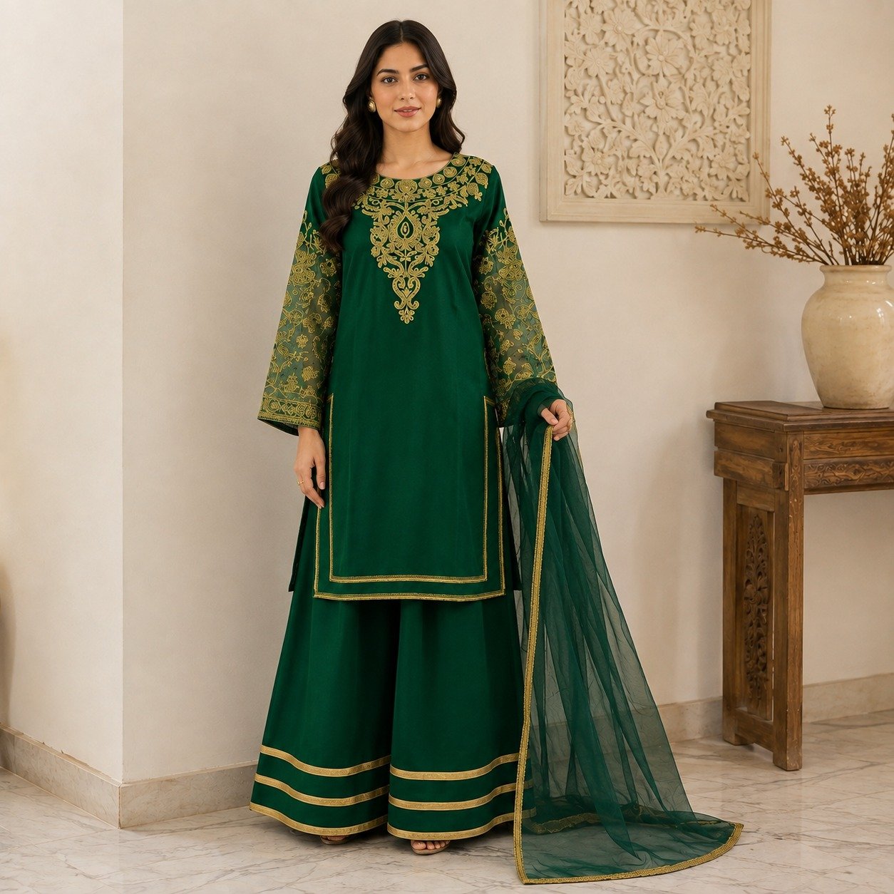 Emerald Green chiffon suits uk