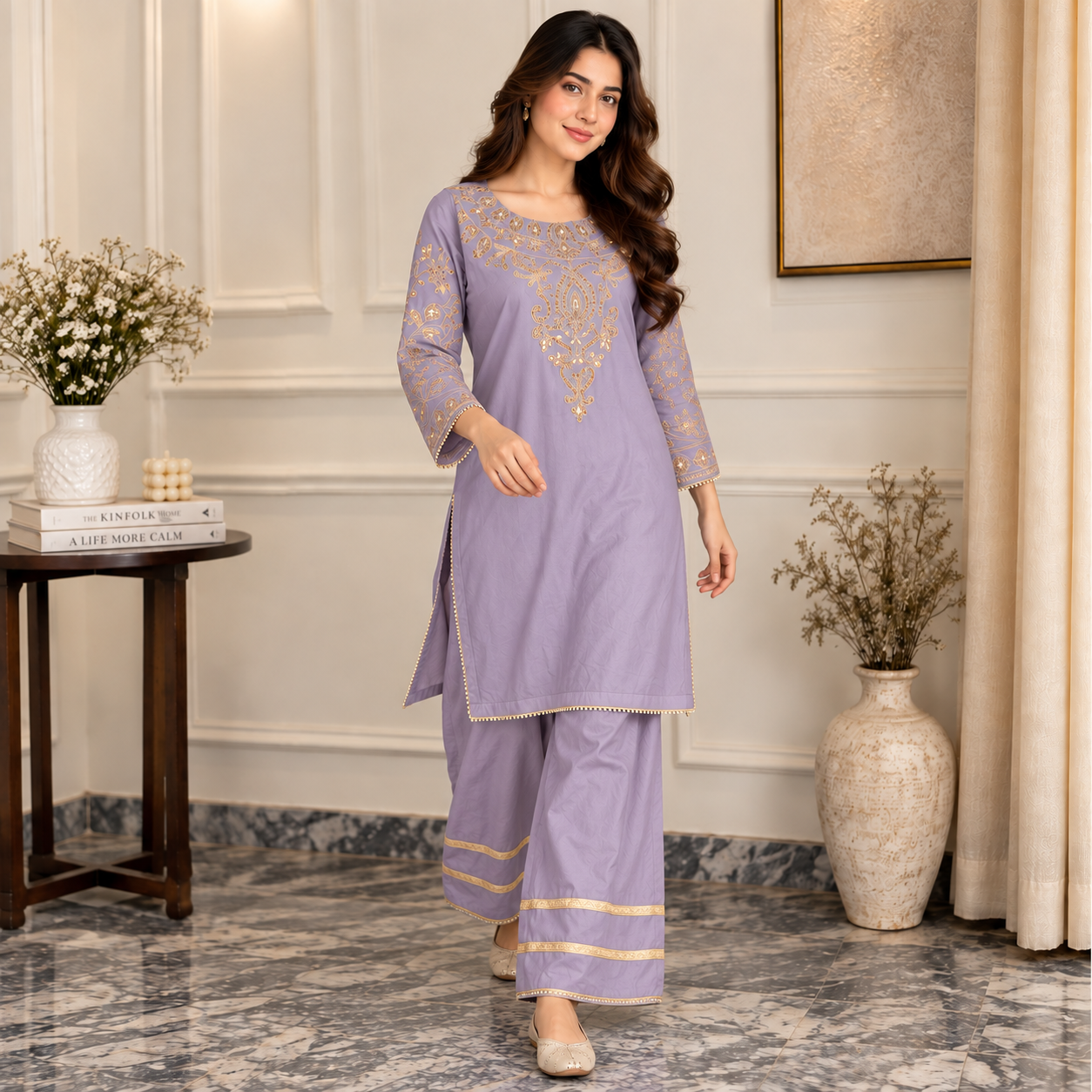 Lavender Organza Suit UK