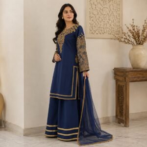 Nevy Blue Pakistani chiffon suit uk