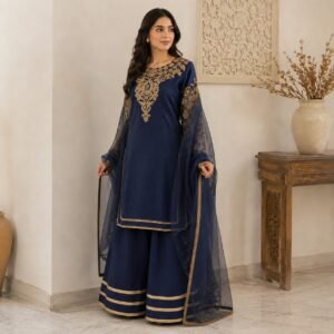 Nevy Blue Pakistani chiffon suit uk