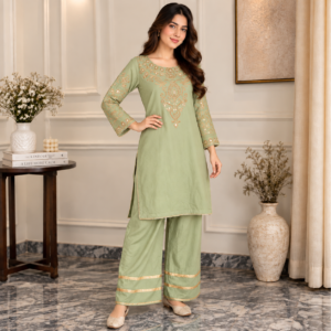 Sage Green Organza Pakistani Suit UK
