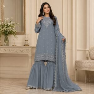 Slate Grey Chiffon Suits Uk