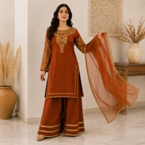 Terracotta chiffon suits pakistan