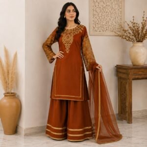 Terracotta chiffon suits pakistan