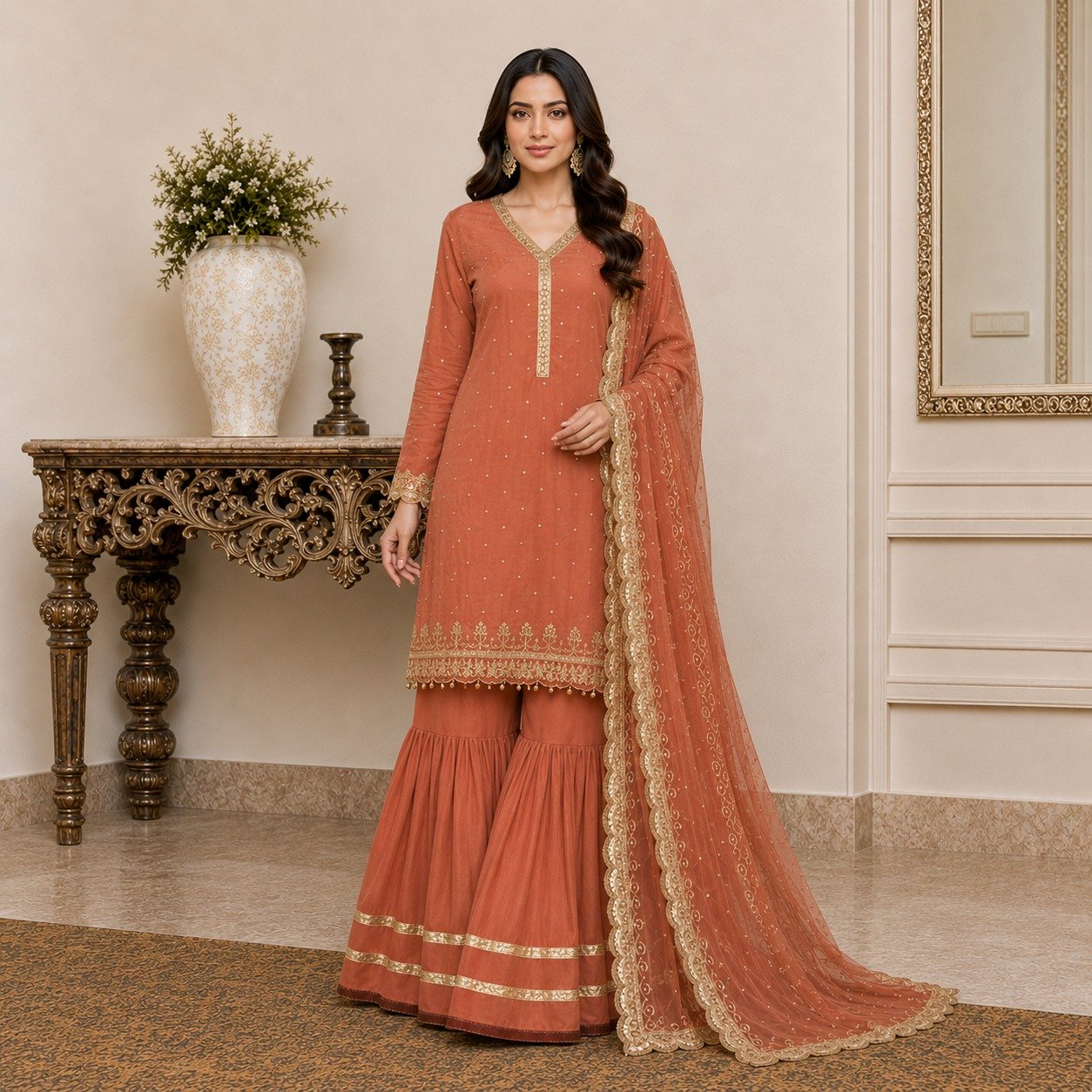 Terracotta chiffon suits uk