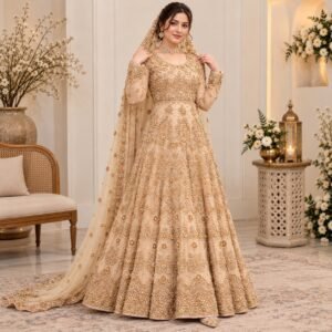 Beige Pakistani Dresses for Walima