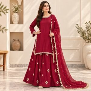 Crimson Red Pakistani Wedding Party Wear