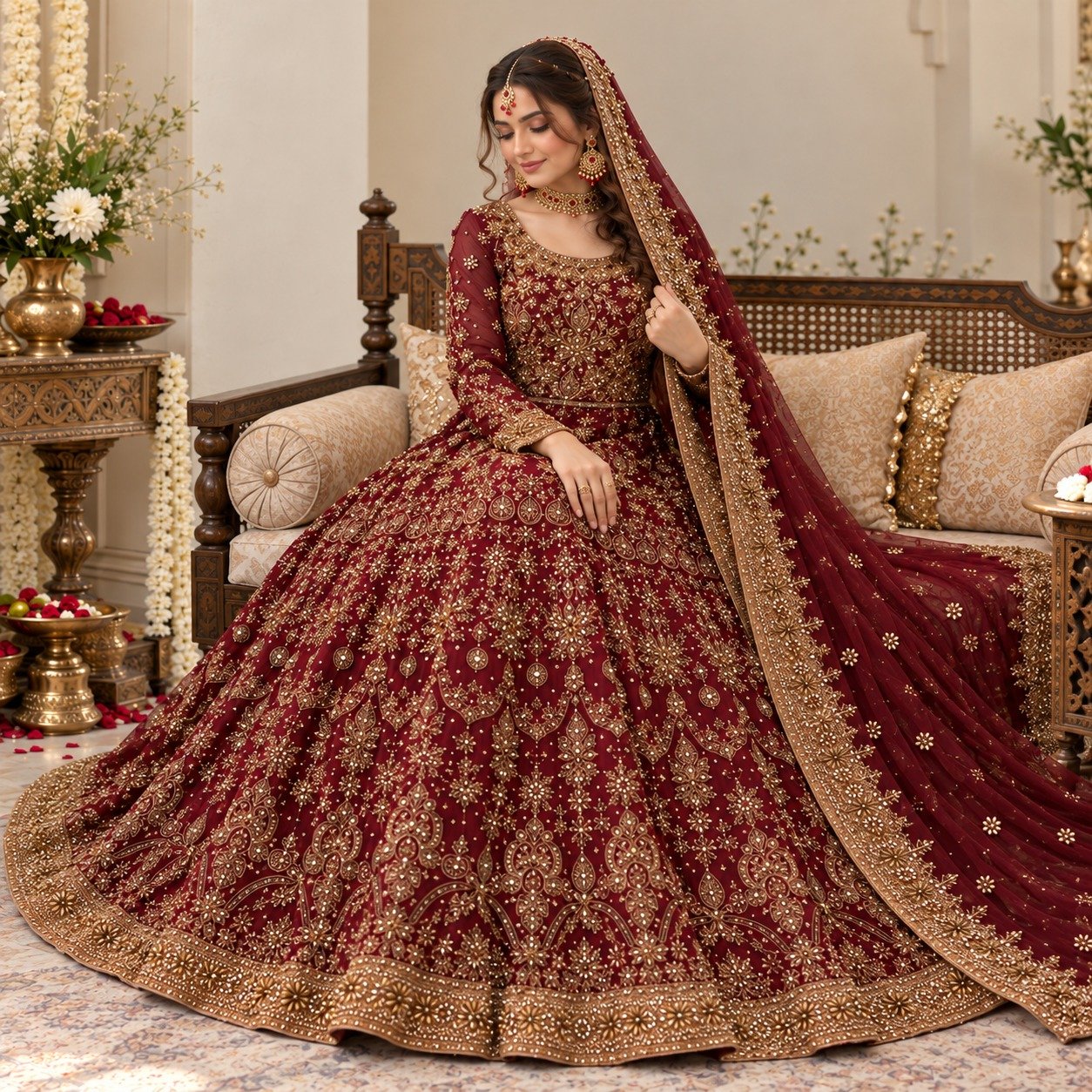 Deep Maroon Pakistan Barat Dresses
