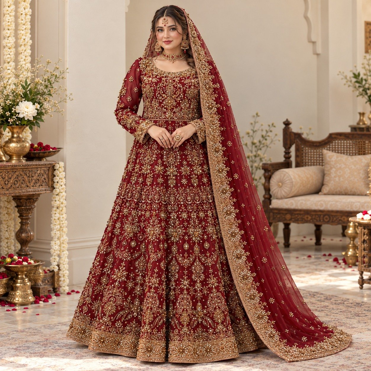Deep Maroon Pakistan Barat Dresses