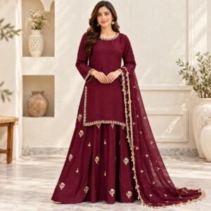 Deep Maroon Pakistani Wedding Party Dresses
