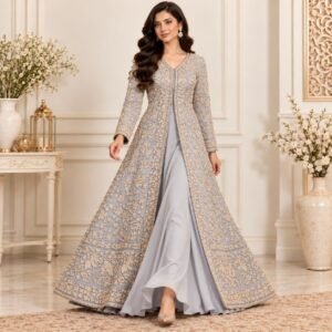 Grey Pakistani Gown for Walima
