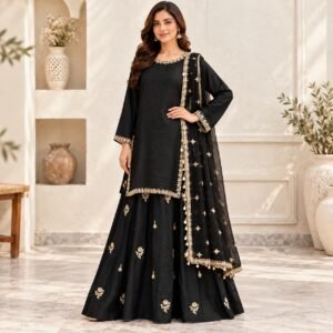 GJet Black Pakistani Party Wear Dresses