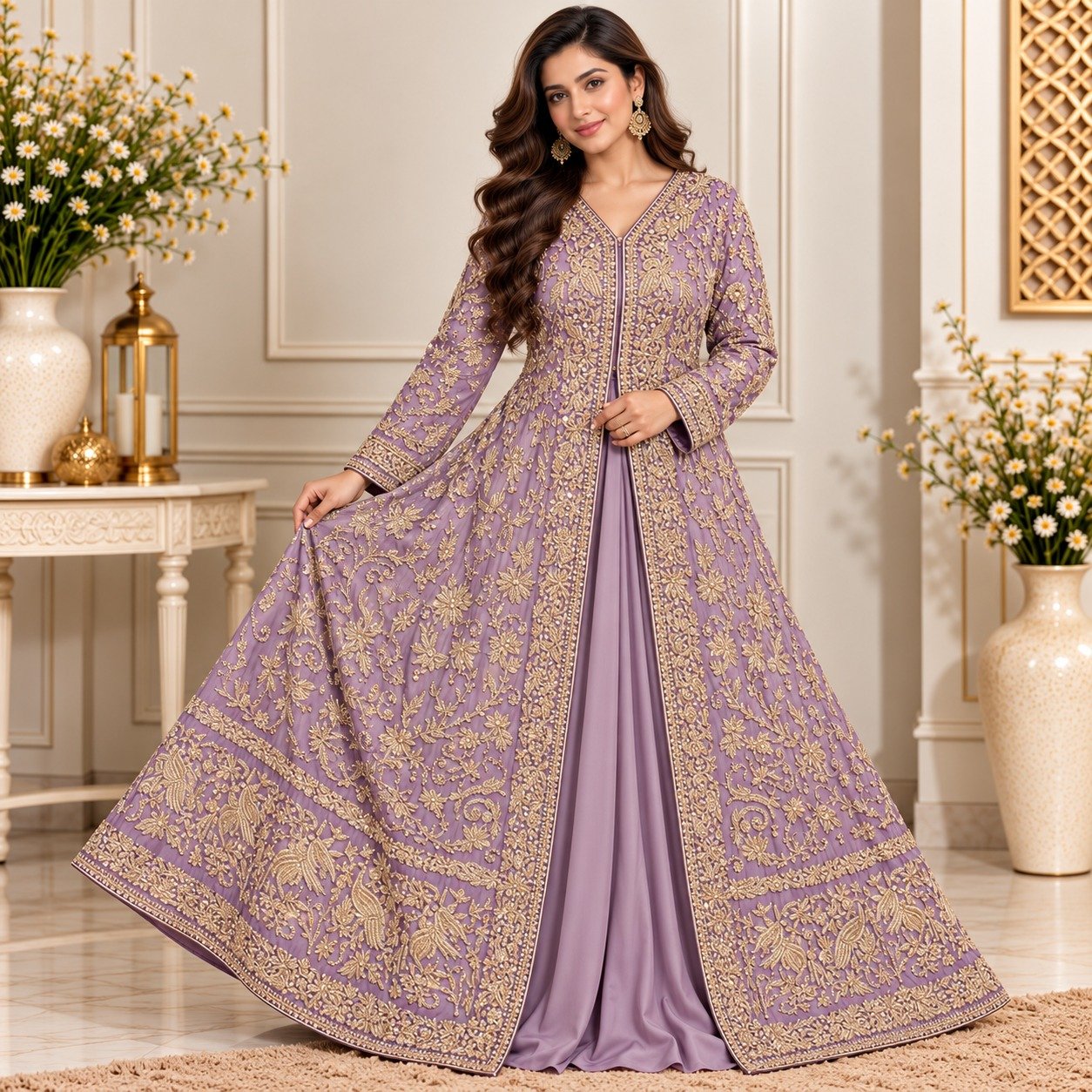 Lilac Pakistani Bridal Maxi For Barat