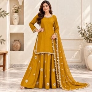 Mustard Yellow Pakistani Wedding Party Wear