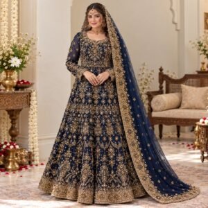 Navy Blue Barat Dresses for Bridal