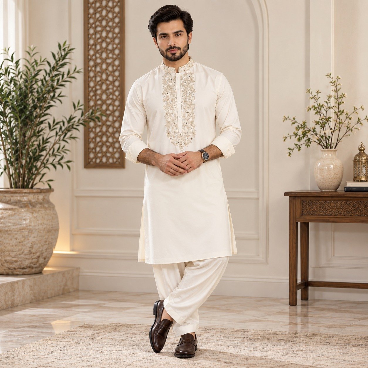 Off-White Marriage Kurta for Men