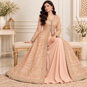 Peach Pakistani Gown for Walima