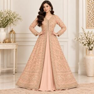 Peach Pakistani Gown for Walima
