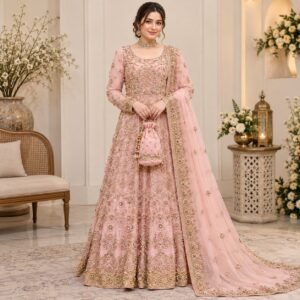 Pink Rose Pakistani Dresses for Walima