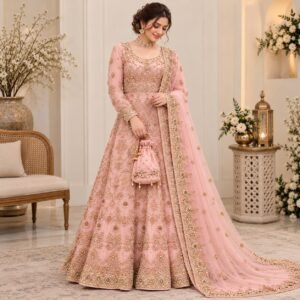 Pink Rose Pakistani Dresses for Walima