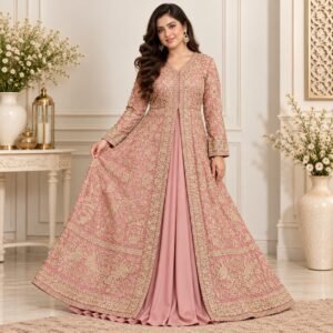 Rose Pink Pakistani Dresses for Barat