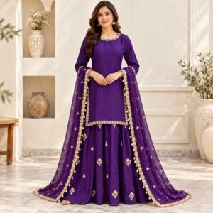 Royal Purple Pakistani Party Wear Dresses