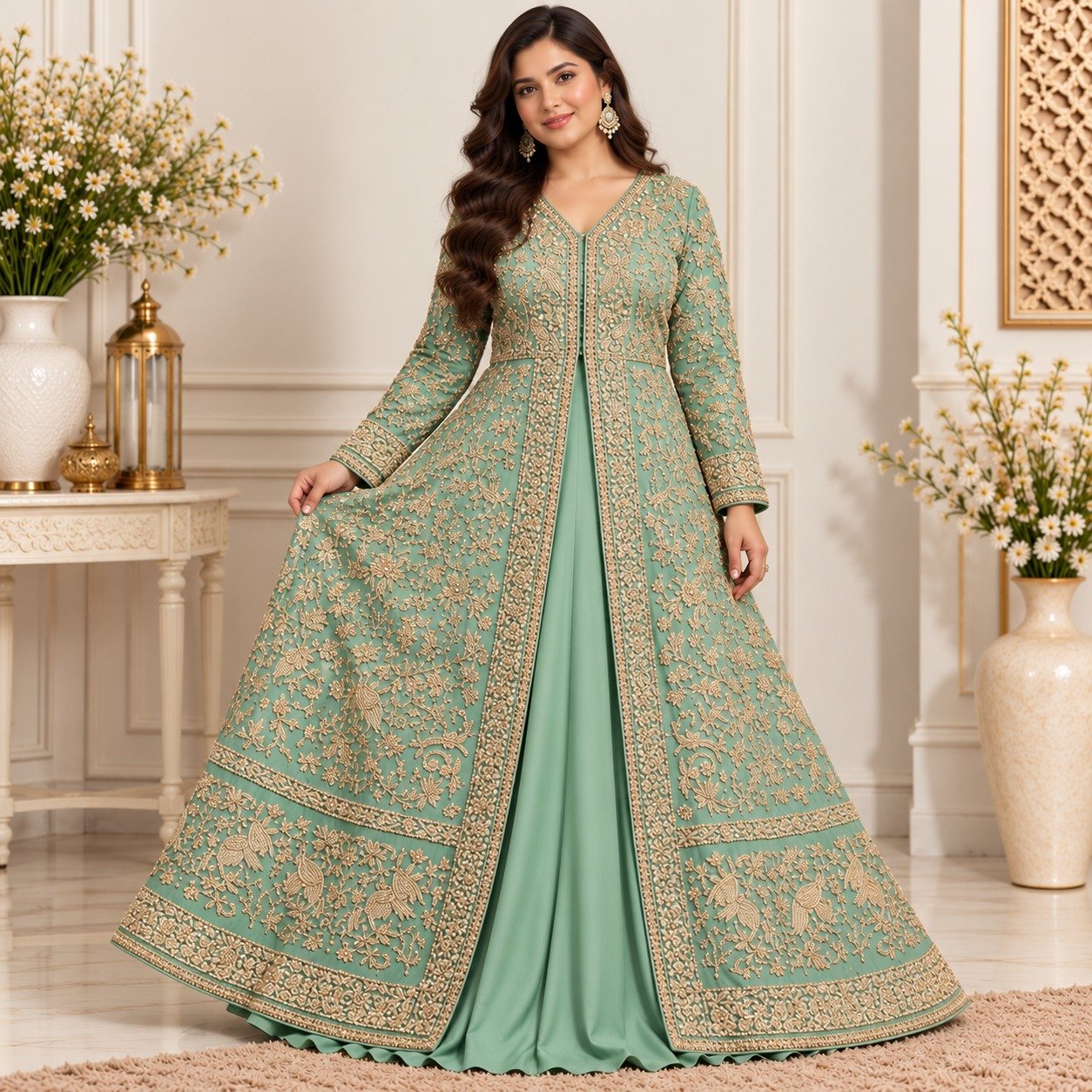 Sage Green Bridal Maxi For Barat